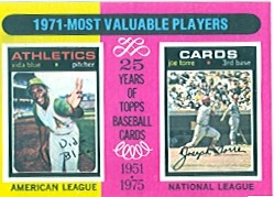 1975 Topps Baseball Cards      209     Vida Blue/Joe Torre MVP